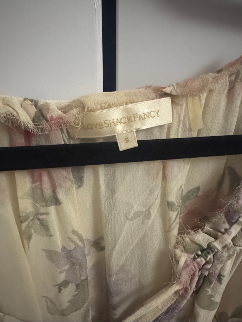 LoveShackFancy Cream Floral Long-Sleeve Tiered Mini Dress - Picture 2 of 3